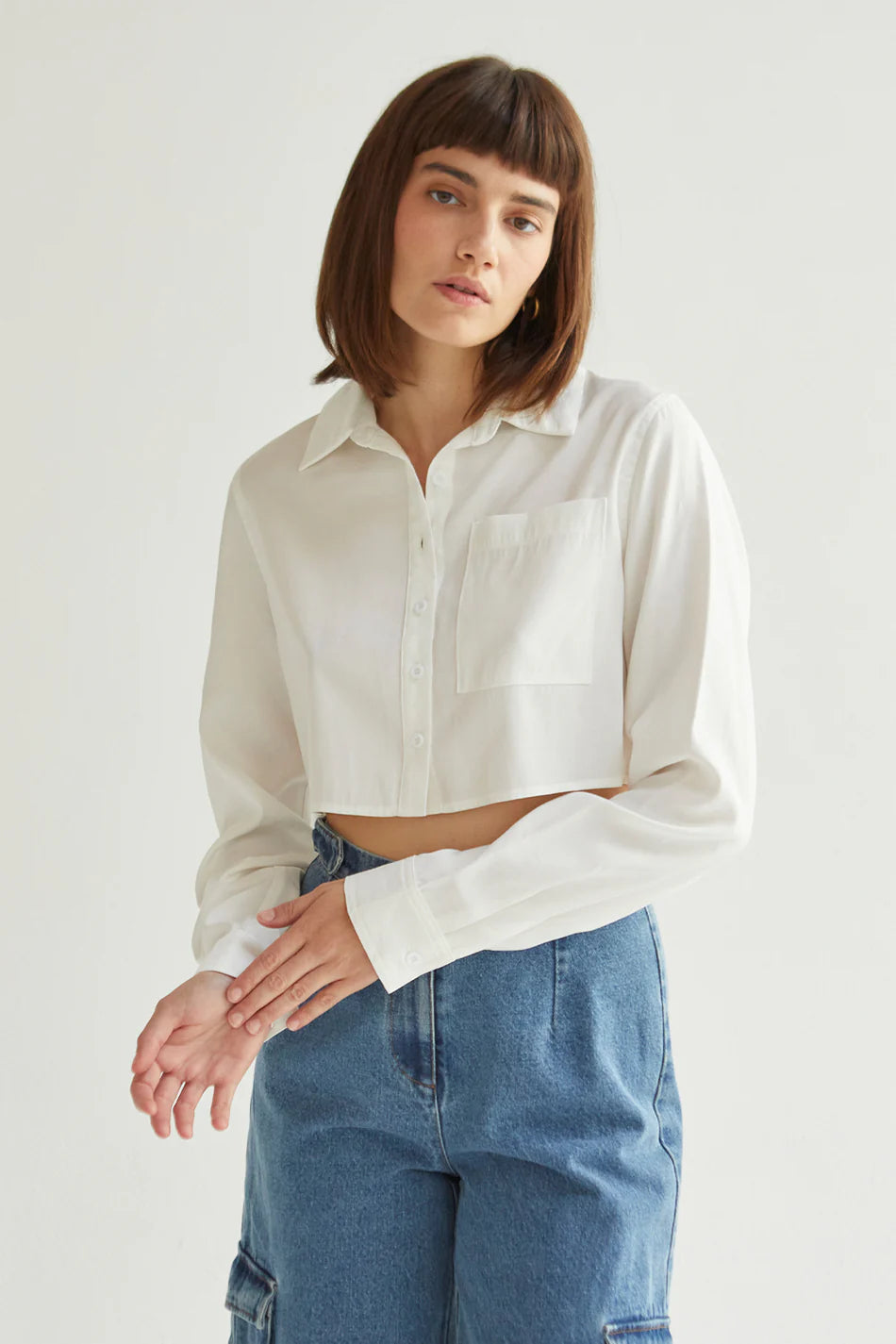 Laura Cropped Button Up Shirt