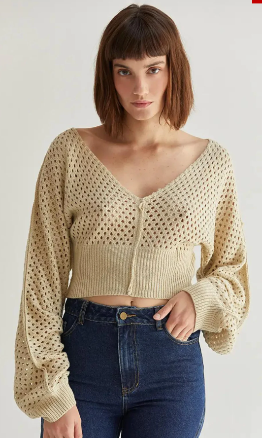 Meghan Crop Dolman Netted Top