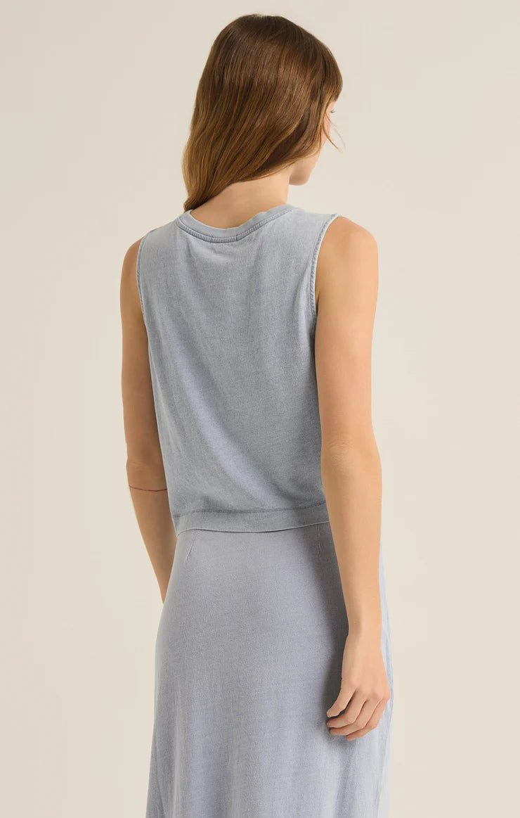 Sloane Jersey Denim Muscle Tank