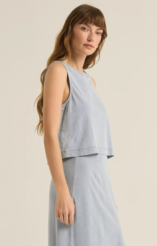 Sloane Jersey Denim Muscle Tank