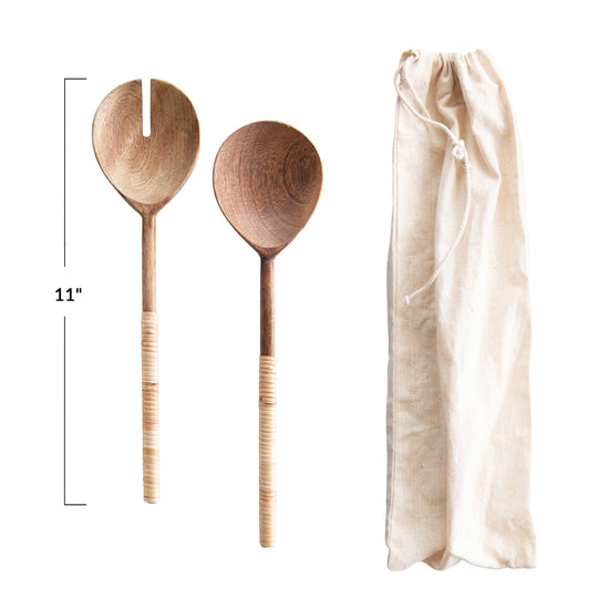 Salad Servers with Wrapped Handles