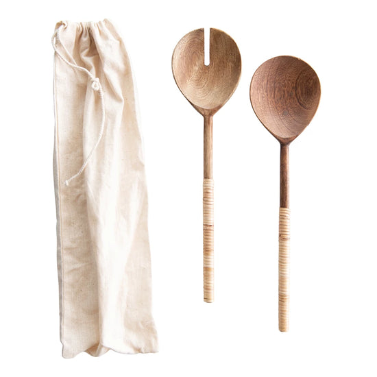 Salad Servers with Wrapped Handles