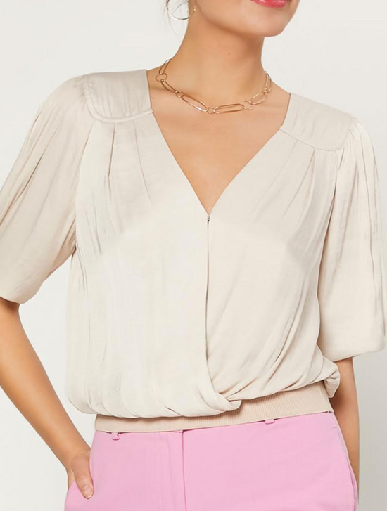 SS Draped Surplice Blouse