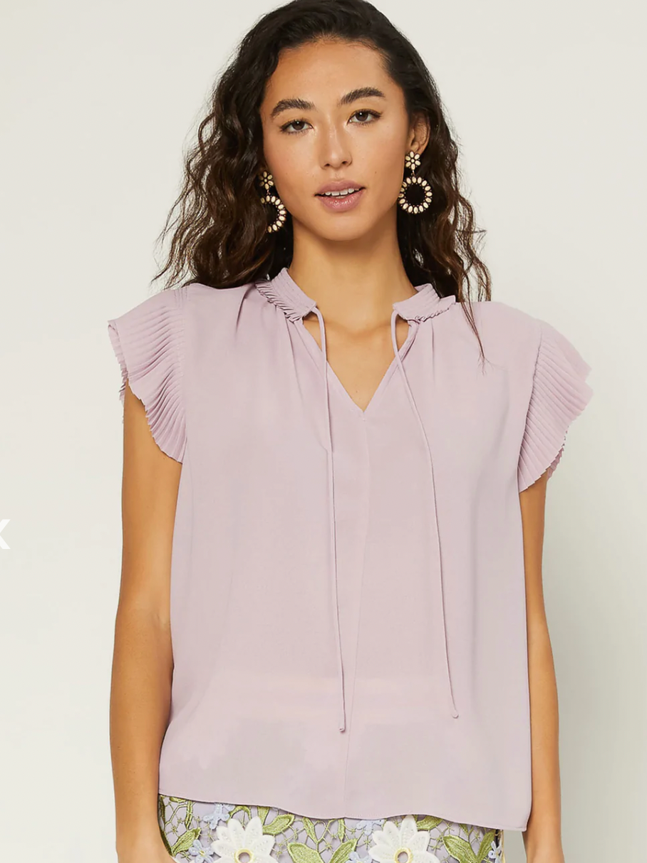 Pleated Flutter Slv Blouse