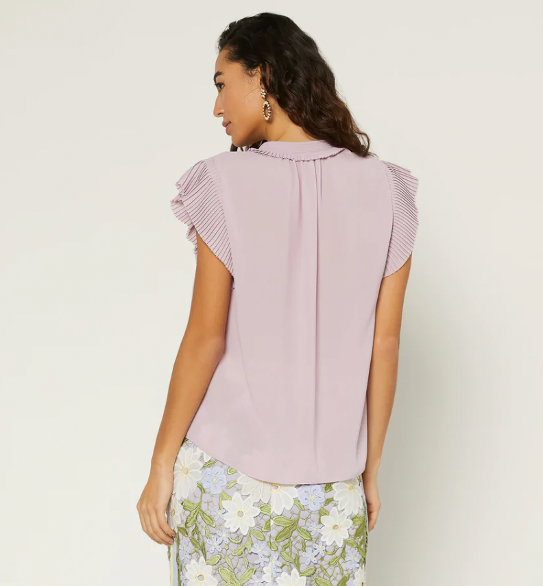 Pleated Flutter Slv Blouse