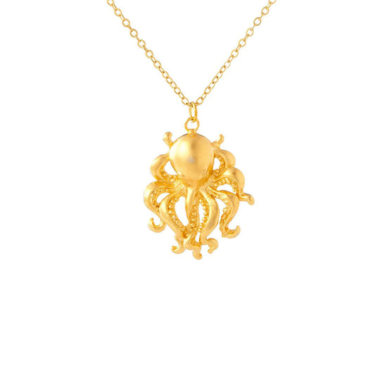 Small Pendant Matte Gold Necklace